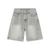 | Old washed denim shorts men's summer straight five-point pants retro medium pants