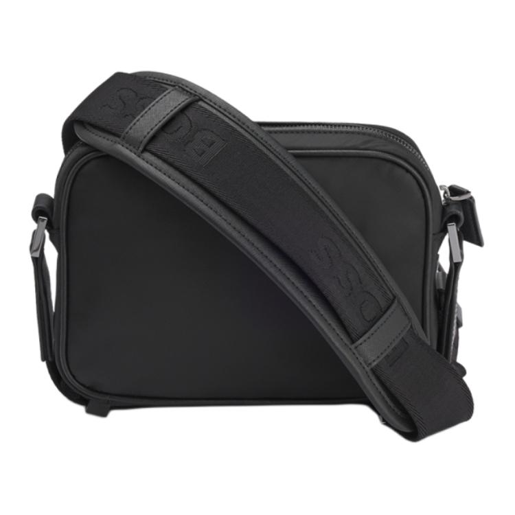 Hugo Boss Interwoven Letter Pattern Silver Hardware Fabric Crossbody Shoulder Bag Men bags Black 50548085001