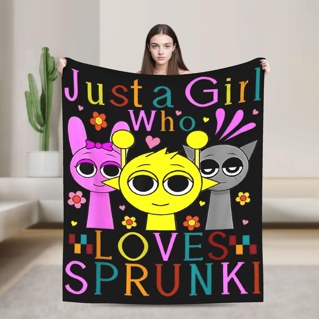 Sprunkis Game Blankets Fleece Novelty Breathable Throw Blankets for Chair Covering Sofa All Season