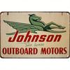 Vintage Johnson Outboard Metal Sign 8x12, Retro Nautical Wall Art, Antique Boat Engine Decor for Garage Farmhouse