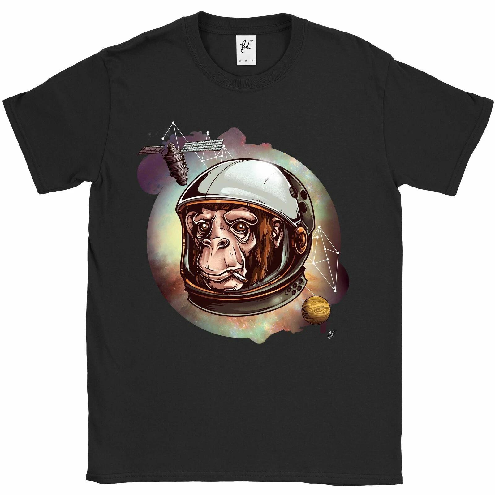 Monkey Smoking Cigarette In Space Wearing Spacesuit Mens T-Shirt L