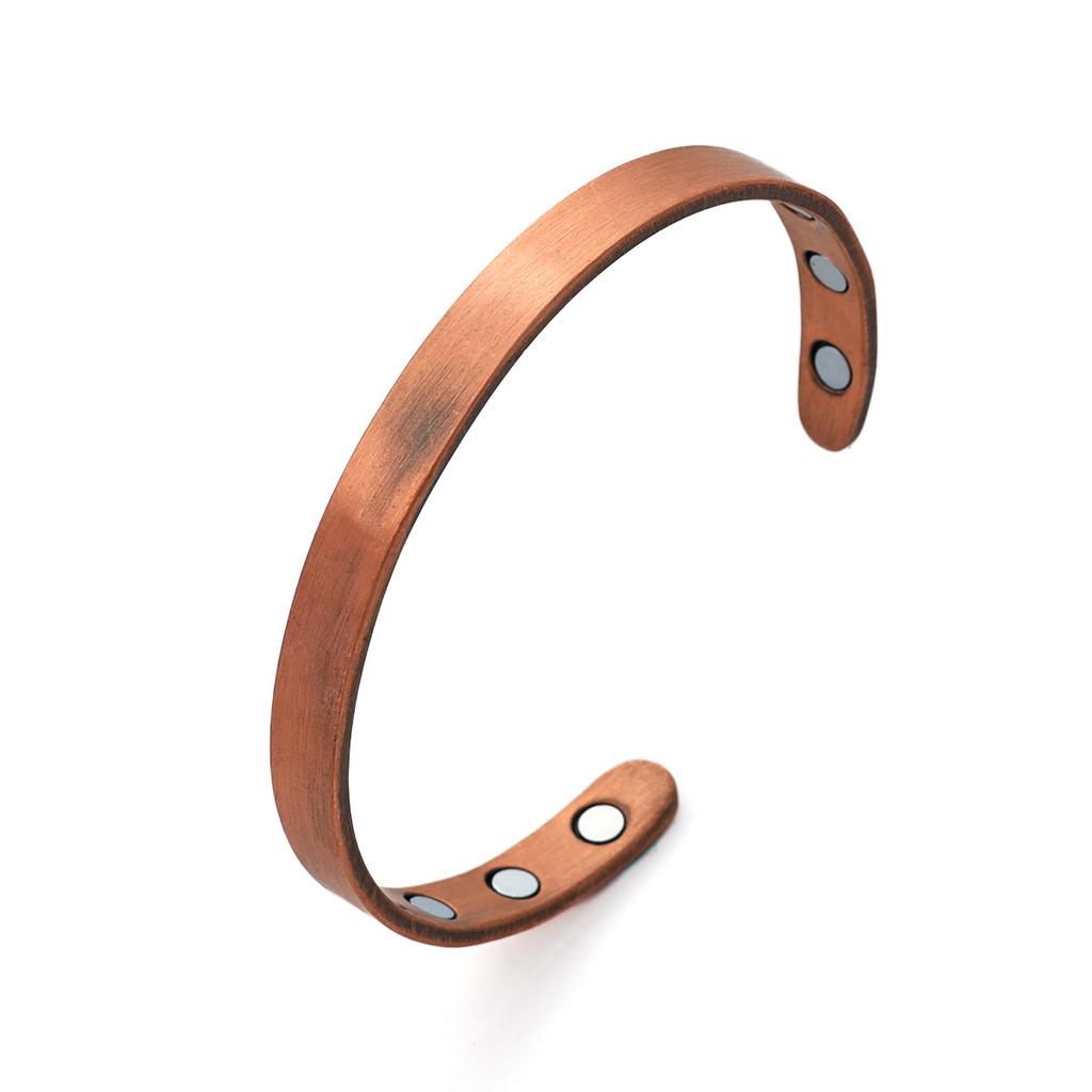 Magnetic Ancient Red Copper Brushed Opening Adjustable Bracelet Ring Spot Quick Delivery