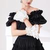 White Detachable Puff Sleeves with Stretch Openings for Off Shoulder Dress Styling and Photo Ready Wear
