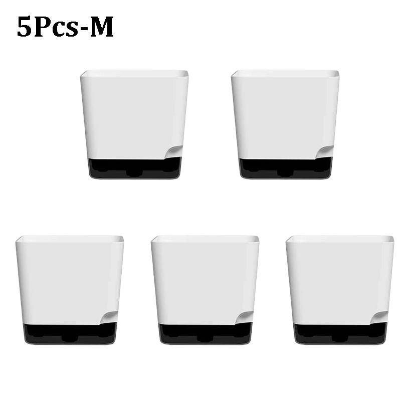 

5 шт. цветочных горшков, самополивающиеся цветочные горшки для комнатных и уличных растений, самополивающиеся кашпо с дренажным отверстием и прозрачным резервуаром-поддоном