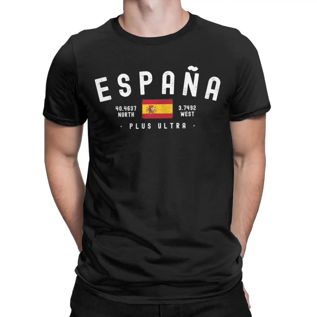 Men T-Shirts Spanish Flag  Casual 100% Cotton Tees Short Sleeve  T Shirts Crewneck Clothes Summer