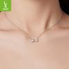 Sparkling Zircon Bow Necklace, Elegant And Luxurious S925 Sterling Silver Necklace Collarbone Chain