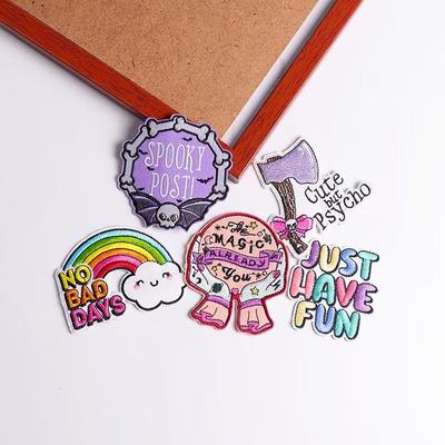 5 Pcs/pack  Fusible Embroidery Patch Iron On Patches For Clothing Thermoadhesive Patches For Jackets Jeans Backpack Ironable Sewing Patch