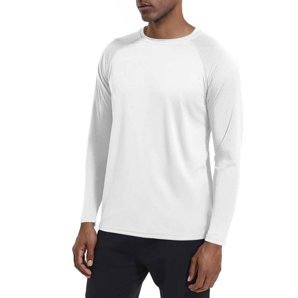 Men's Summer Solid Color Round Neck Slim Sun Outdoor Beach Hiking Mountaineering Top