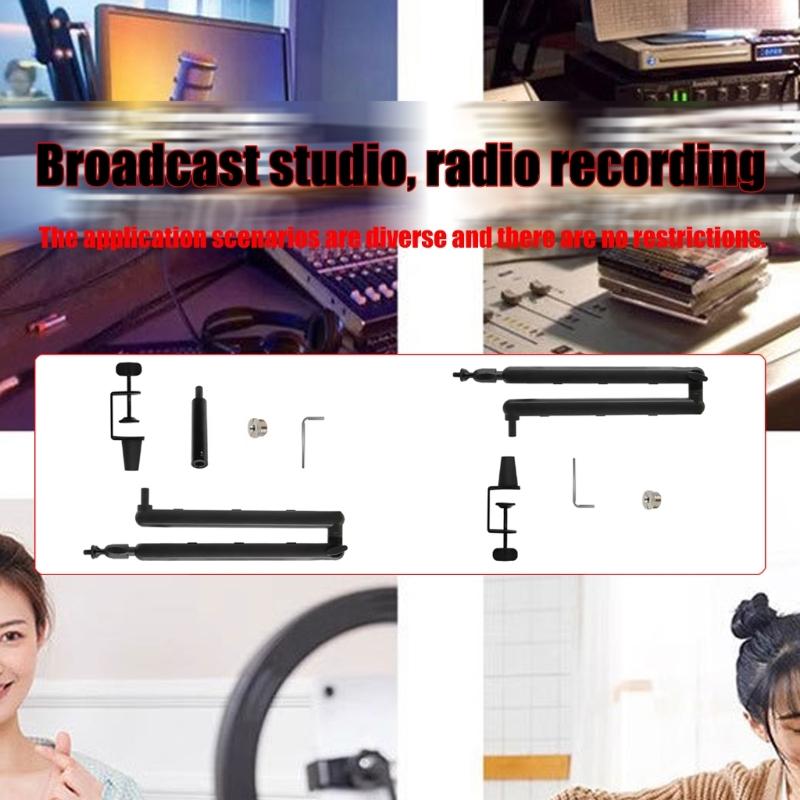 Foldable Portable Aluminum Mic Boom Stand Shake Proof Design Compatible for Smartphones Tablets Podcast Studio Use