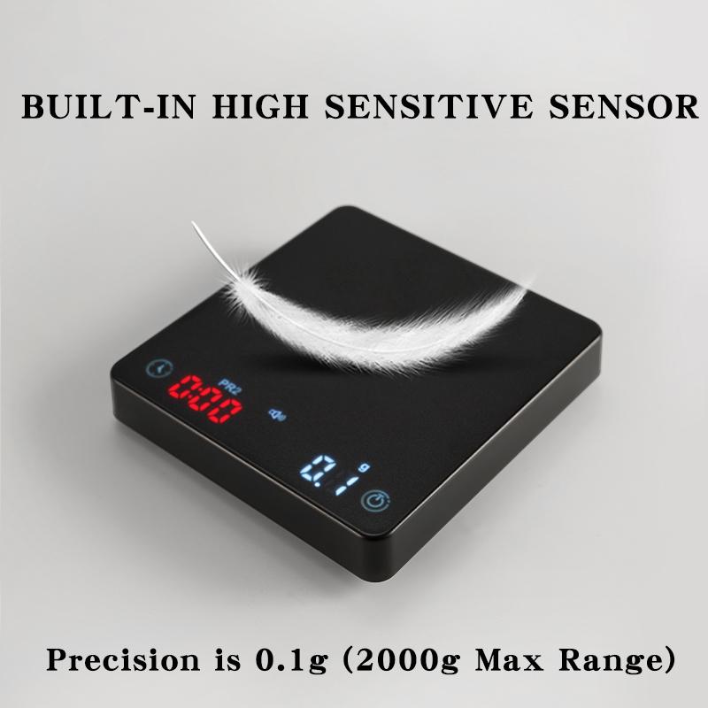 Digital Coffee Scale 0.1g High Precision 2kg With Timer Rechargeable Electronic Mini Kitchen Espresso Accessories Barista Tools