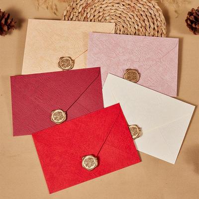 Conjunto Retro de Carta e Envelope com Textura de Madeira: Convites de Casamento, Cartões de Cumprimentos e Cartões Postais Estilo Chinês