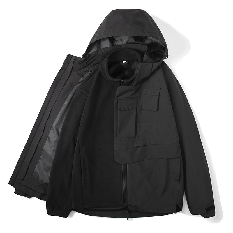 Winter Charge Jacket Men's and Women's Same Three-in-one Two-piece Set Fleece Liner Outdoor Trench Coat Casual Jacket