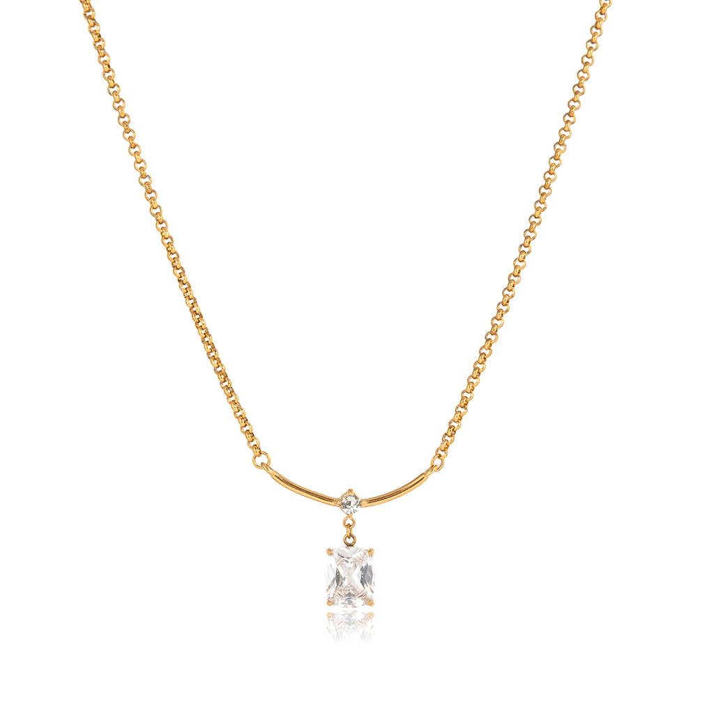 Yori Delicate Bling Cubic Zirconia Pendant Stainless Steel Luxury Necklace High-Grade Fashion Shiny Jewelry Gift Unisex
