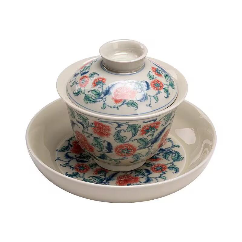 Retro Blue And White Cover Bowl, Teacup, Ceramic Kung Fu Tea Set, Single Pot Bearing Jingdezhen Large Sancai Tea Cup, Tea Bowl
