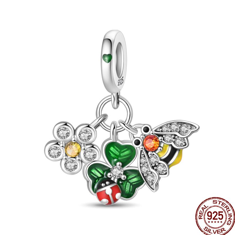 Spring Butterfly Collection Copper Sunflower Bear Butterfly Colorful Beads Suitable Fit 3Mm Original Bracelet