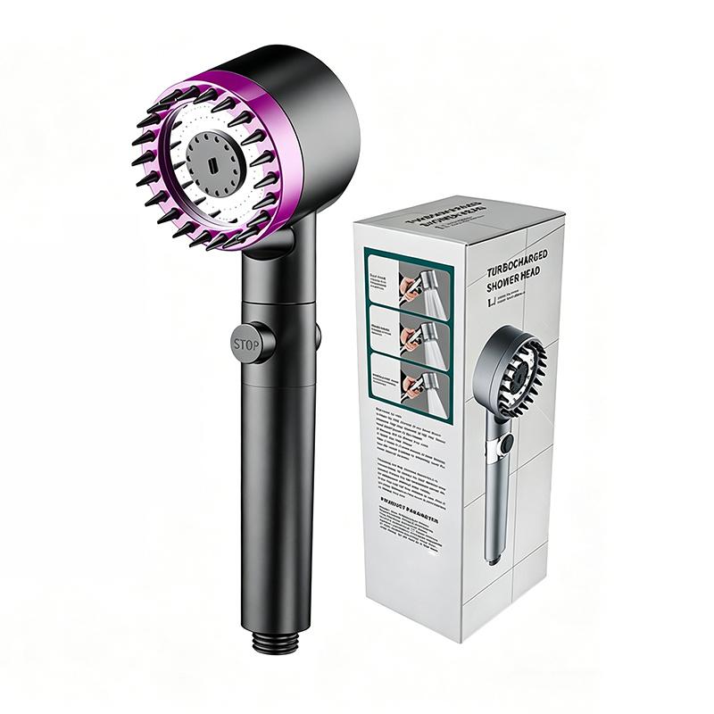 High Pressure Filter Shower Head 3 Modes One-key Stop Water Massage Clean Powerful Pressurized Shower Nozzle