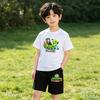 Children's 2Pcs T-shirts Set 2-12 Years Boys & Girls Casual Top Short Sleeve Clothes Plant Anime Zombie Print Summer Suit
