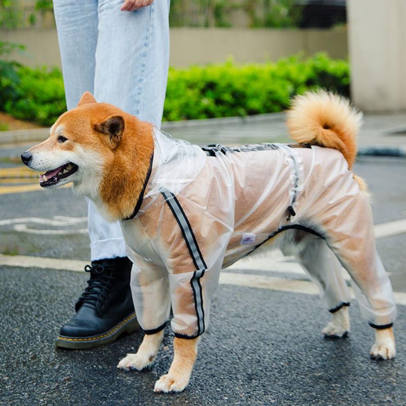Waterproof Dog Raincoat Pet Dogs Clothes Transparent Raincoat for Medium Large Dog Cat Chihuahua Teddy Jumpsuit Roupa