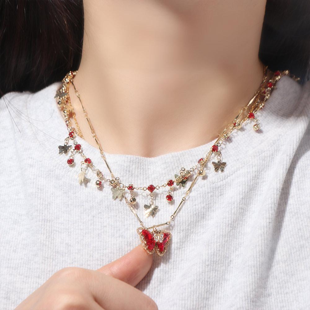 Zircon Clavicle Chain Rhinestone Shiny Choker Elegant Butterfly Necklace Women