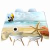 Thicken Cotton Tablecloth Beautiful Beach View Conch Shell Pattern Rectangular Round Table Cloth For Wedding Picnic Party