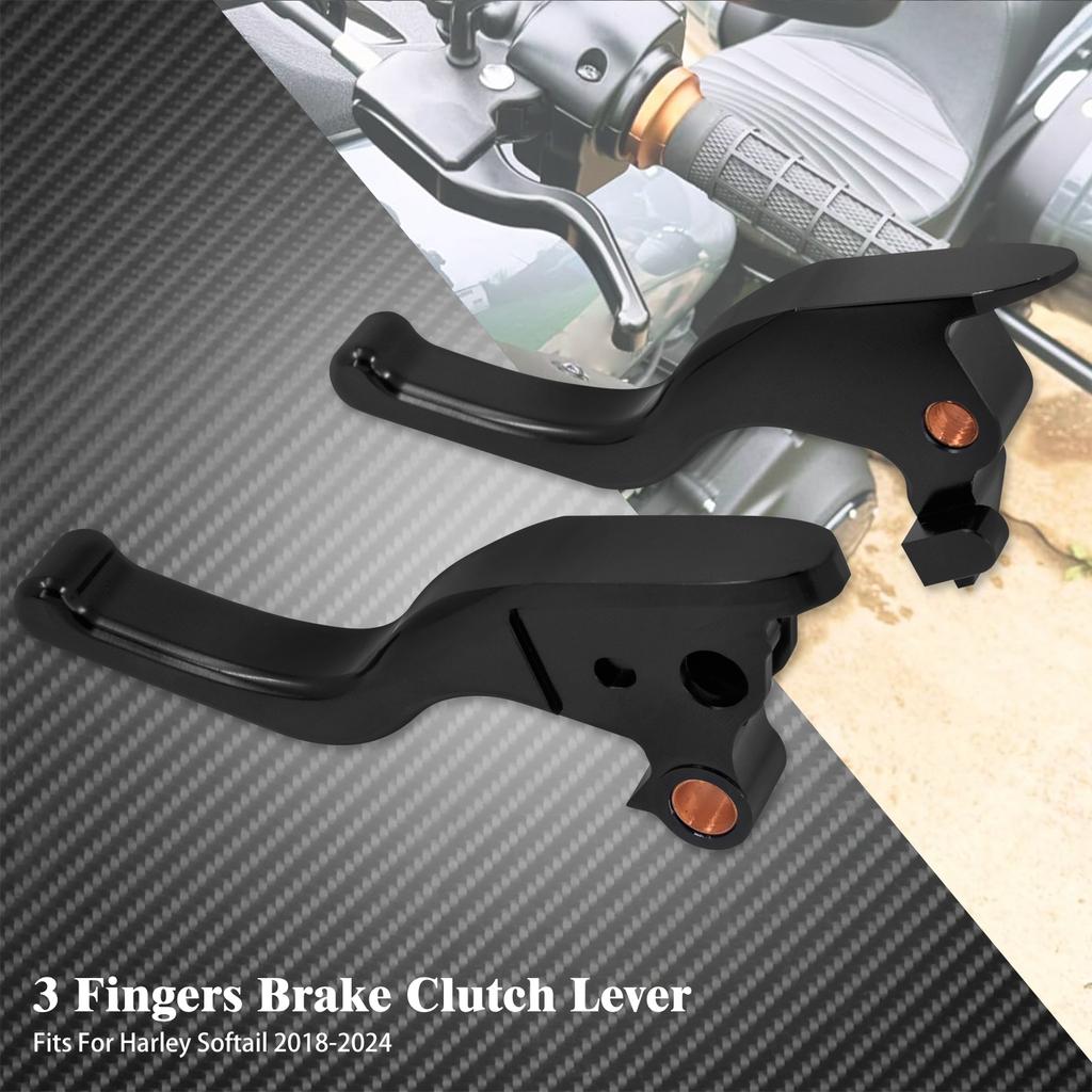 Brake Clutch Levers Motorcycle 3 Fingers Short Hand Levers For Harley Softail Fat Boy FLFB Breakout FXSB Low Rider FXDLS 2018-24