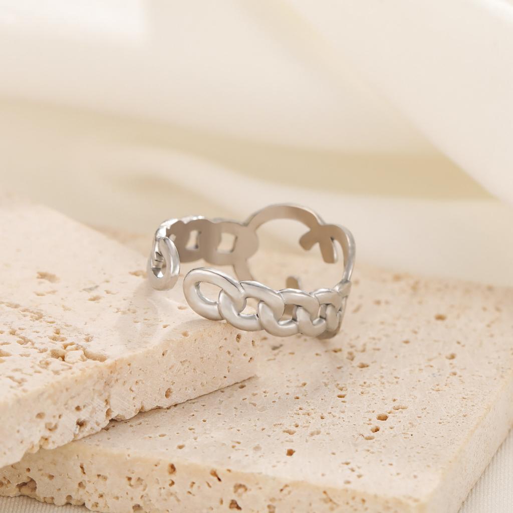 Stainless Steel Vintage  Cuff Rings for Women Girl Elegant Fashion New Non-fading Jewelry Lady Gift Party