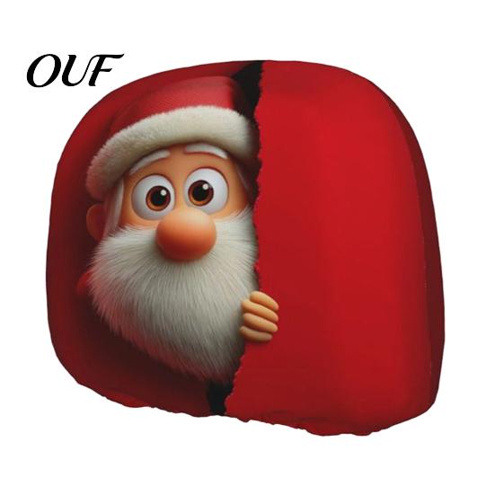 Soft Elastic Car Headrest Covers Christmas Cover, Stretch Santa Deer Print Auto Travel Decor Protector, Universal Fit Holiday Interior for Most