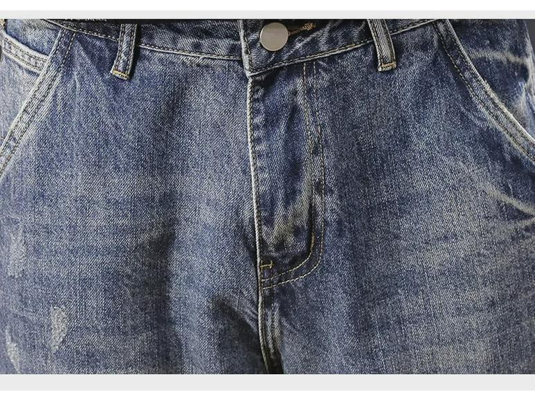 Men's Trendy Retro Harem Jeans: Loose Fit, All-Season, Straight Overalls.