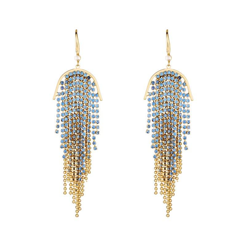 Trendy Colorful Chain Tassel Earrings - High-end  Elegant  Unique  Long  Statement  and Versatile Earrings