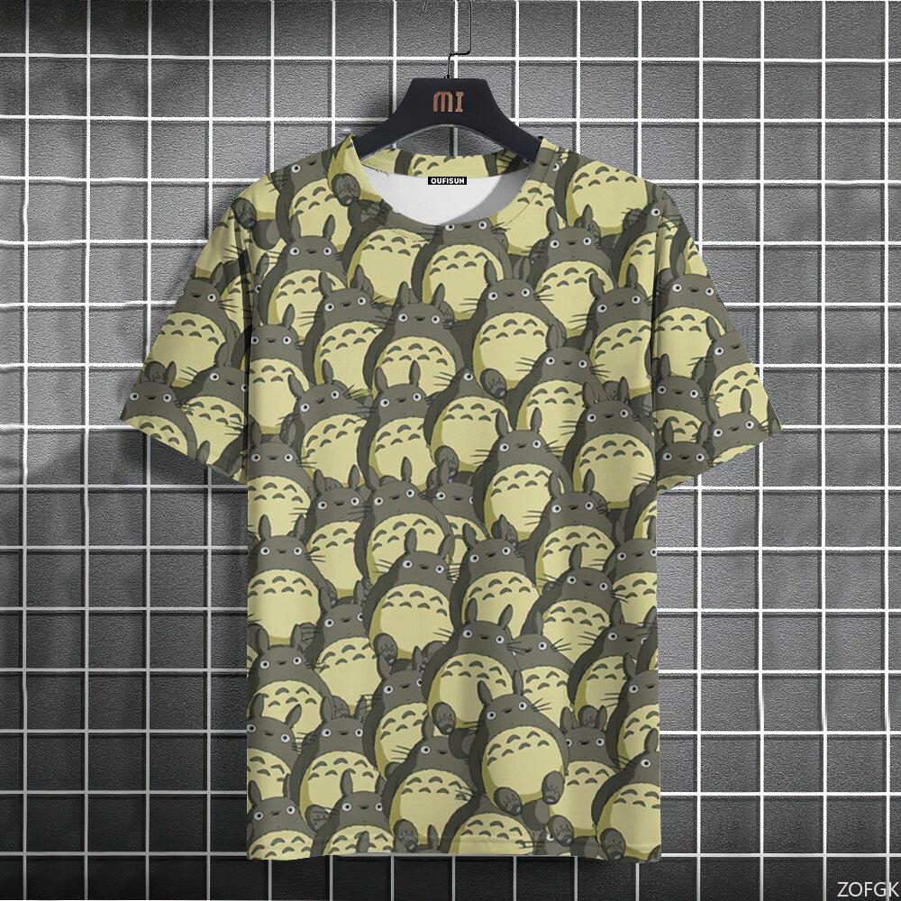 3D Anime Cartoon Totoro Cute Printed Short Sleeve Summer Casual Fashion Round Neck Personalized Loose T-shirt