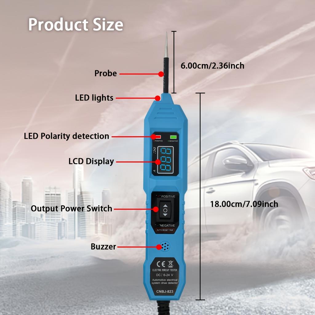 Smart Car Circuit Tester with Led Voltage Display, USB Powered, Compatible with 3.5-36V Dc Automotive Electrical Systems, Digital Multimeter Probe