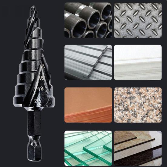 3 vnt sukamieji grąžtai didelio kietumo aštrių spiralinių šešiakampių rankenų pagodos grąžtų kombinuoto komplekto dirbtuvės