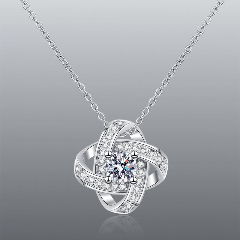 Earring Set Micro-set Zircon Ring Light Luxury Fashionable Floral Necklace Jewelry Four-leaf Clover Clavicle Chain