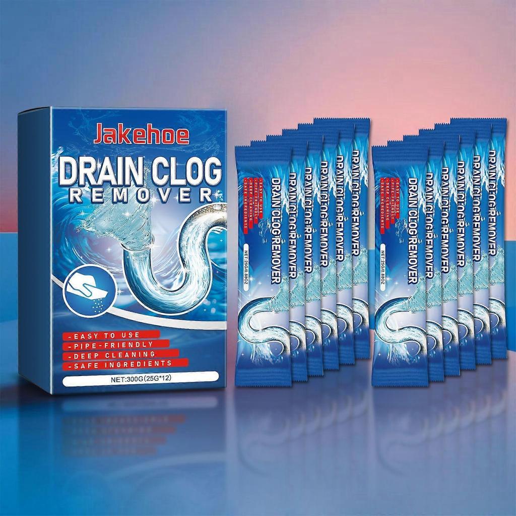 Drain Pipe Blockage Remover Powder (12pcs) Kitchen Grease Toilet Cleaner Drain Blockage Dissolving And Unclogging Agent