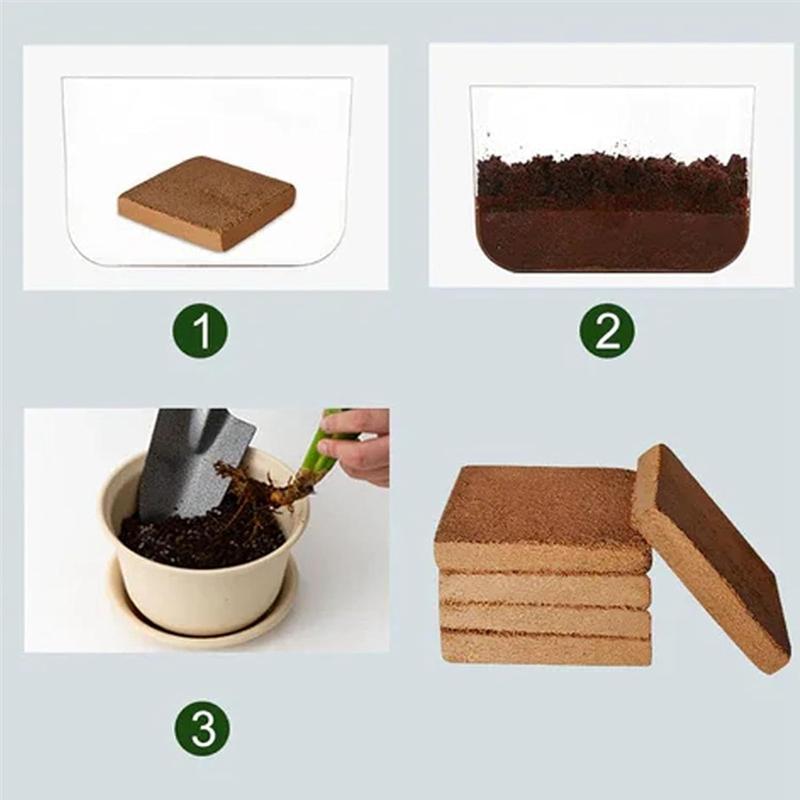 AD23-10Pcs Organic Coconut Fiber For Plants, Organic Coconut Bricks, Natural Organic Compressed Coconut Durable Easy To Use