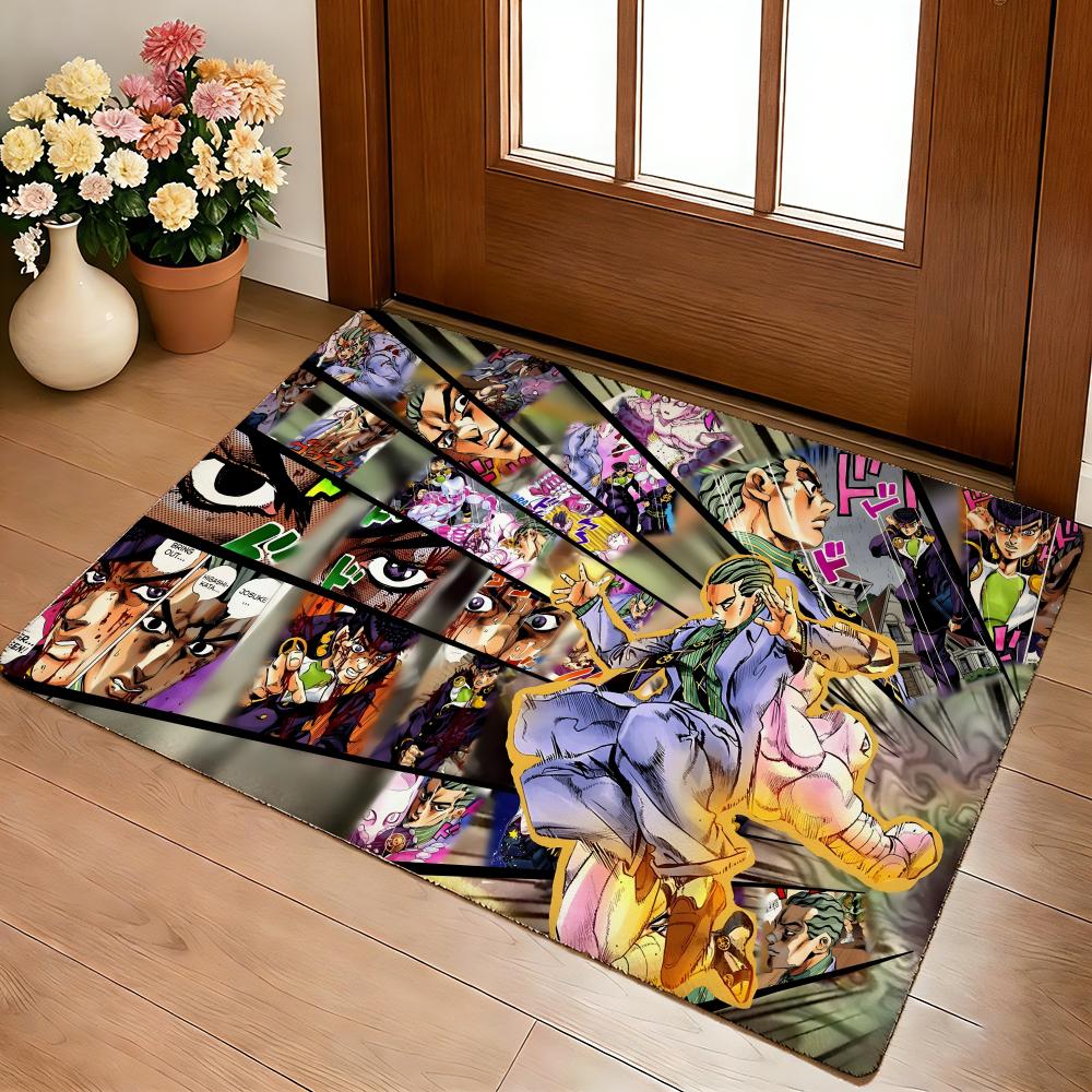 Anime A-J-J-JoJo B-Bizarre A-Adventure Floor Mat Cozy Flannel Soft Thick Non-Slip Mat for Living Room Bedroom Kitchen Decor Rugs