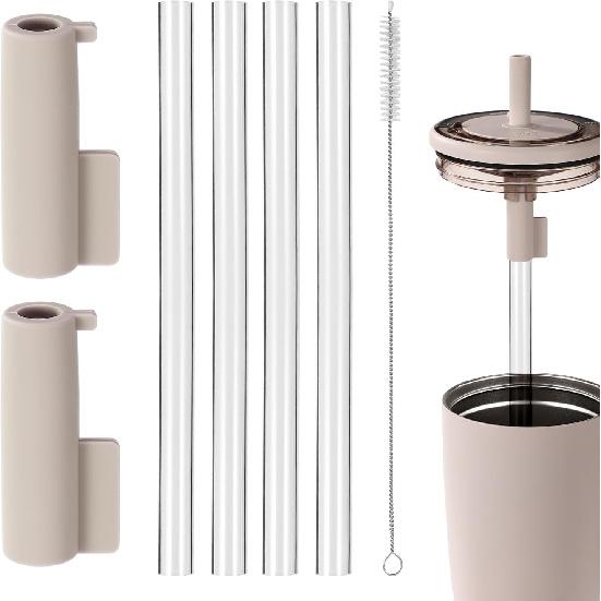 Tumbler Straw Set for Brümate Era 40oz Tumbler, Include 2pcs Tumbler Straw Cover Cap 4pcs Reble Tumbler Straw Replacement 1pcs Straw Cleaner Brush