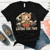 Eating For Two Ramen Cat Funny Pregnancy Announcement Tee, Kawaii Noodle Kitten
