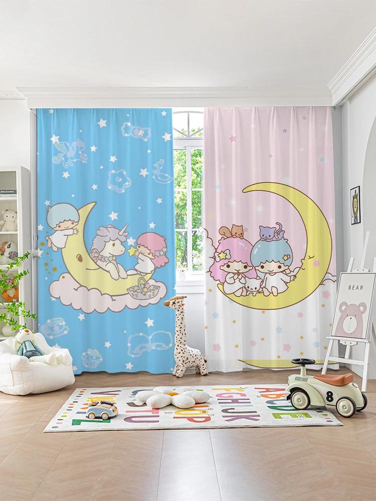 Cute Cartoon Star High Shading Curtain Punched Curtain Children's Room Bedroom Living Room Window Partition Drape Cartoon Style