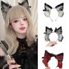 Cat Ear Hairband with Alloy Earring Whimsically Plush Wolf Headband for Cosplay