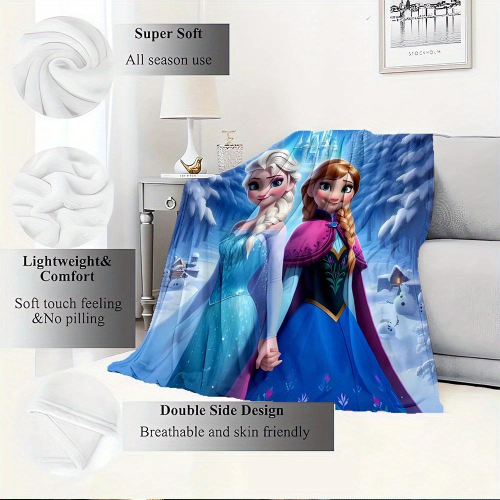 1pc Flannel Frozen Elsa & Anna Snowflake Print Throw Blanket for Bed Sofa Decoration Gift Winter Wonderland Theme Home