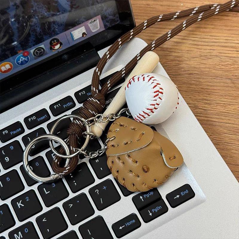 Sports Baseball Keychain Mini Bag Charm Pendant for Teens Athletes Backpack Purse Decoration Birthday Gift