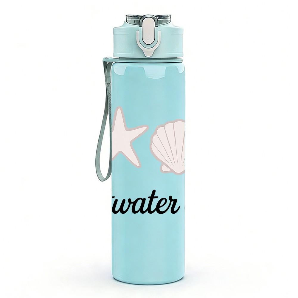 1PC Saltwater Soul Seashell Starfish 750ml Color Plastic Sports Water Bottle Leakproof Flip Straw Lid Suitable for Sports Office Home Use
