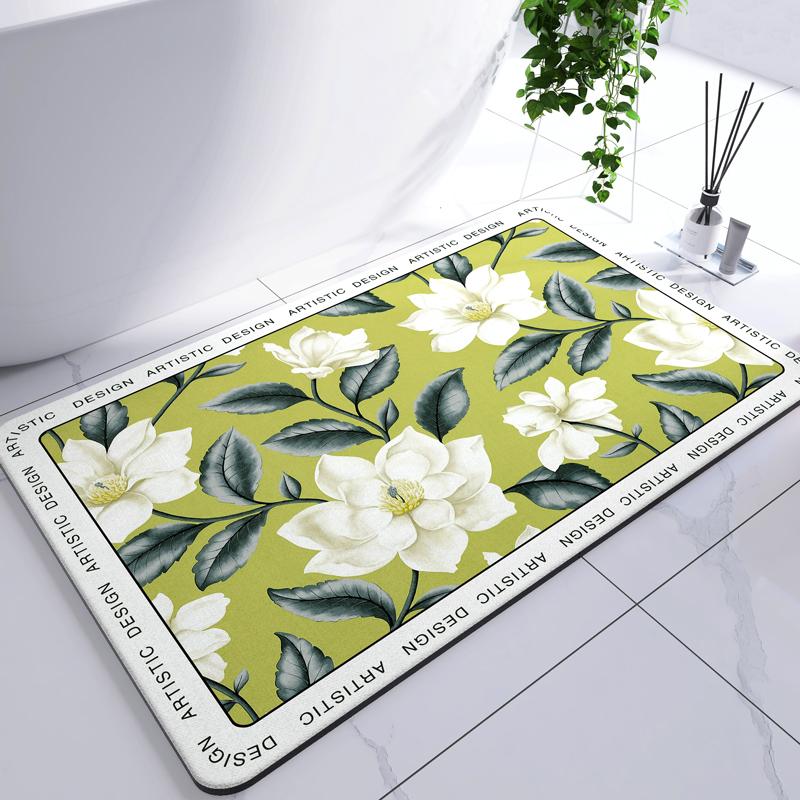 Diatomite Leaf Bath Mat Foot Mat Non-slip Bathroom Rug Absorbent Bath Carpet Quick Drying Shower Toilet Bathtub Doormat Washable