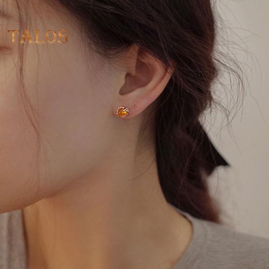1 Pair Women Ear Studs Retro Geometric Shape Amber Smooth Lightweight Ear Jewelry Lady Prom Cocktail Party Stud Earrings