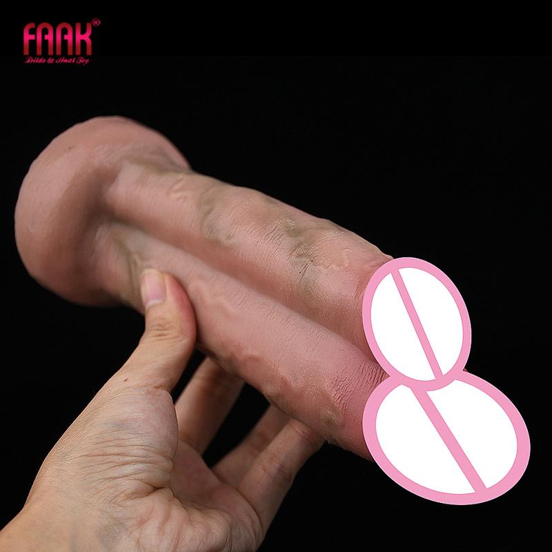 FAAK Nude Foreskin Penis For Beginners Silicone Realistic Dildo With Suction Cup Anal Plug Adult Sex Toys For Women Men