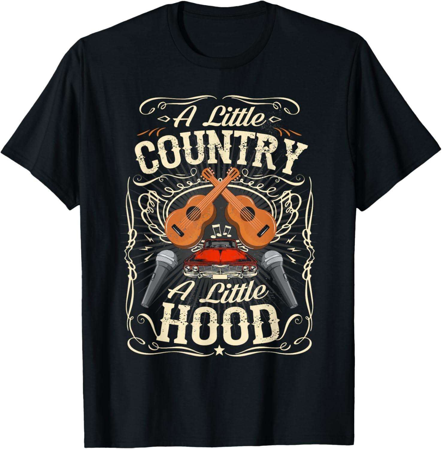 A Little Country A Little Hood Vintage Western Hip Hop Rap T-Shirt XXXL