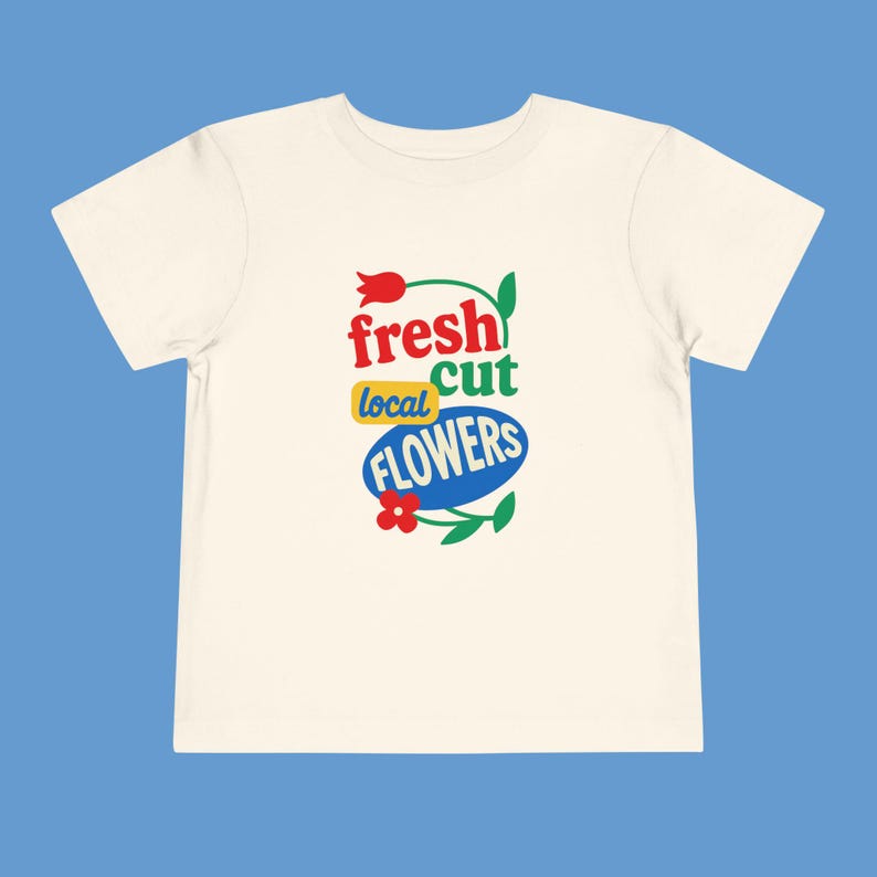 Fresh Cut Flowers Toddler T-Shirt - Retro Farmers Market Graphic Tee, Colorful Cottagecore Shirt, Garden-Loving Little Ones, Bold Colors, 130