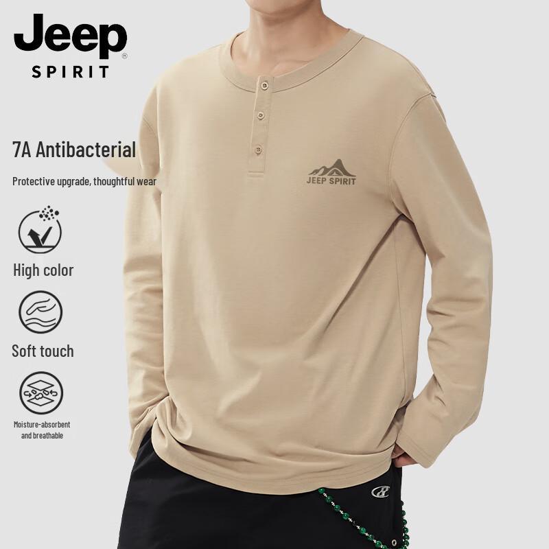 JEEP SPIRIT Men s Henley Long Sleeve Tee XL