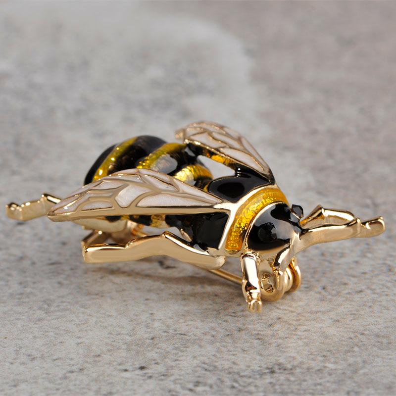 Cute Enamel Bee Brooches For Women Men Gold-Color Fly Insect Brooch Pins Scarf Dress Lapel Pin